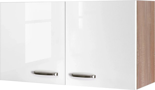 Flex-Well Küchen-Hängeschrank Valero Hochglanz Weiß und Sonoma Eiche B/H/T: 100 x 54,8 x 32 cm - Bild 1