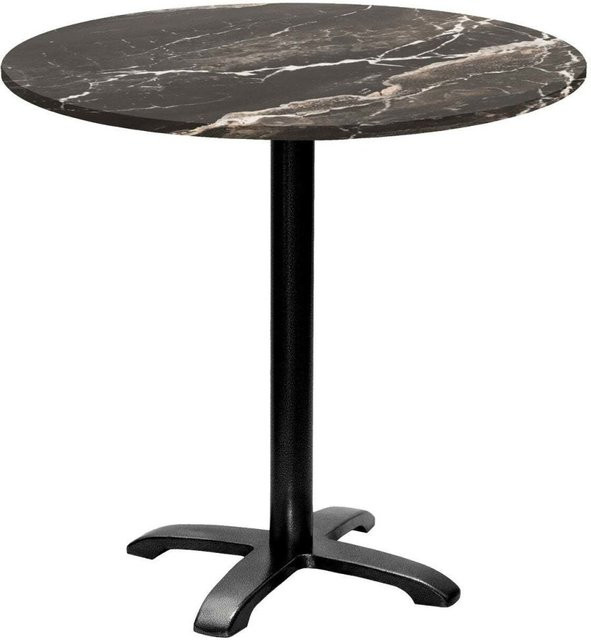 RestooTab Tisch Bazila rund in Schwarz mit Stein-Dekor, Höhe: 74 cm, Durchmesser: 80 cm - Bild 1