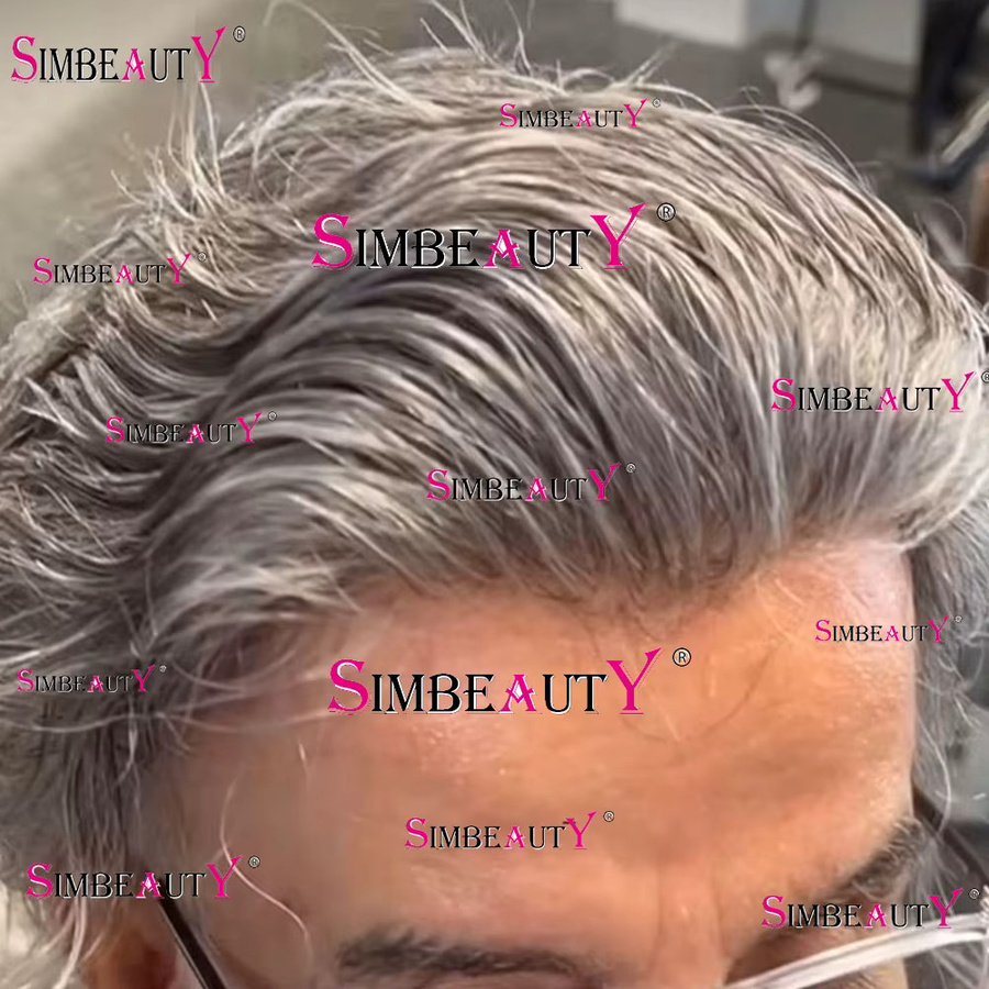 simbeauty Micro-Skin Toupet, indisches Echthaar, Weißgrau - Bild 1