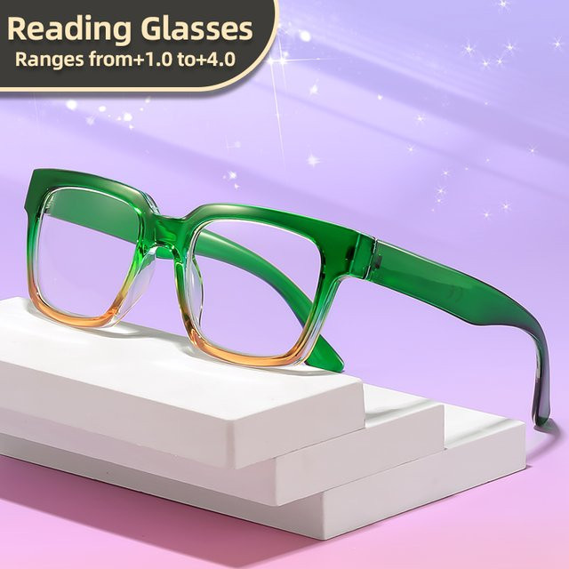 Oyalie Lesebrille, Square, Vollrand, Plastic, Green, Unisex - Bild 1