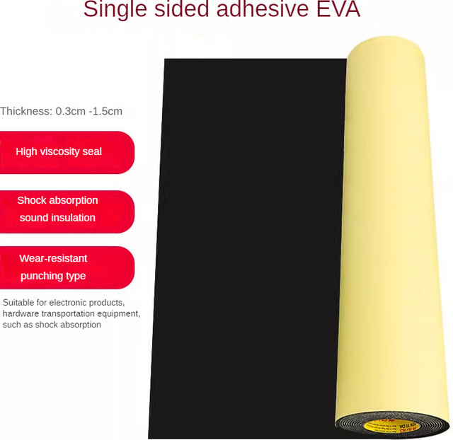 SHIENQI EVA-Schaumstoffplatten mit Klebstoff in Schwarz, schallabsorbierender und geräuschreduzierender Schaumstoff für Bastelarbeiten, Modellbau und Cosplay, Breite: 100 cm, Tiefe: 50 cm - Bild 1