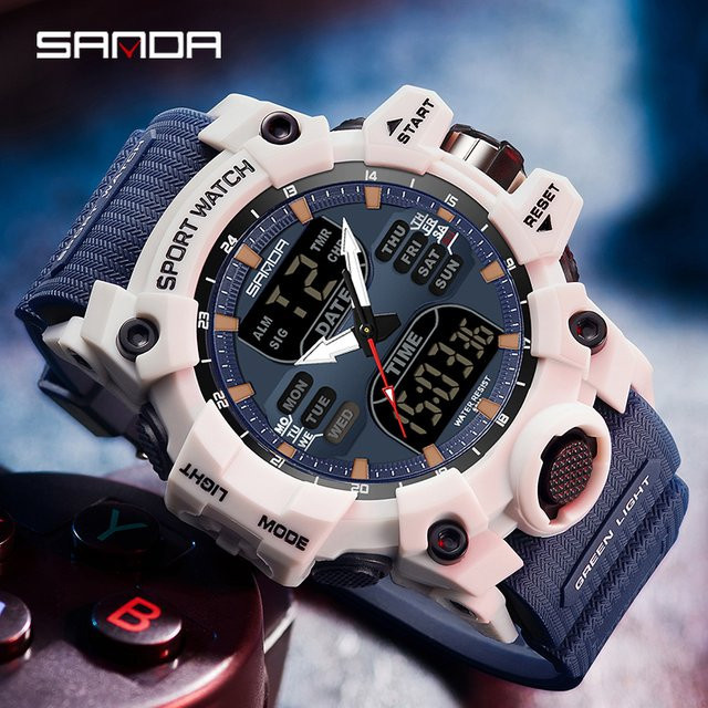 Sanda Armbanduhr, Analog-Digital, Quarz, Kunststoff, Herren - Bild 1