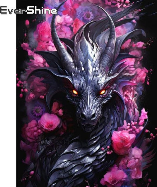 Evershine Kreuzstich-Set Drache in Multicolour, 11ct Stickerei-Set mit Stoff und Zubehör für deine Handarbeit - Bild 1