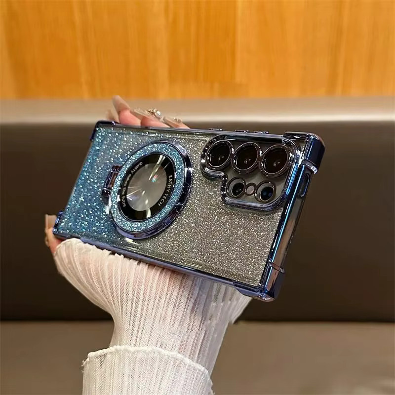 ZHUOHUAN Stoßfeste Magnetische Glitter Handyhülle für Samsung Galaxy S22 S23 S24 S25 Plus Ultra FE und Galaxy A55 A56 A54 in Gold - Bild 2