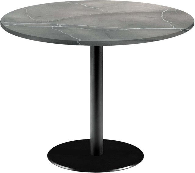 RestooTab Tisch Rome XL rund mit Stein- und Marmordekor in Grau und Blau, Gestell Schwarz, Höhe: 73 cm, Durchmesser: 120 cm - Bild 1