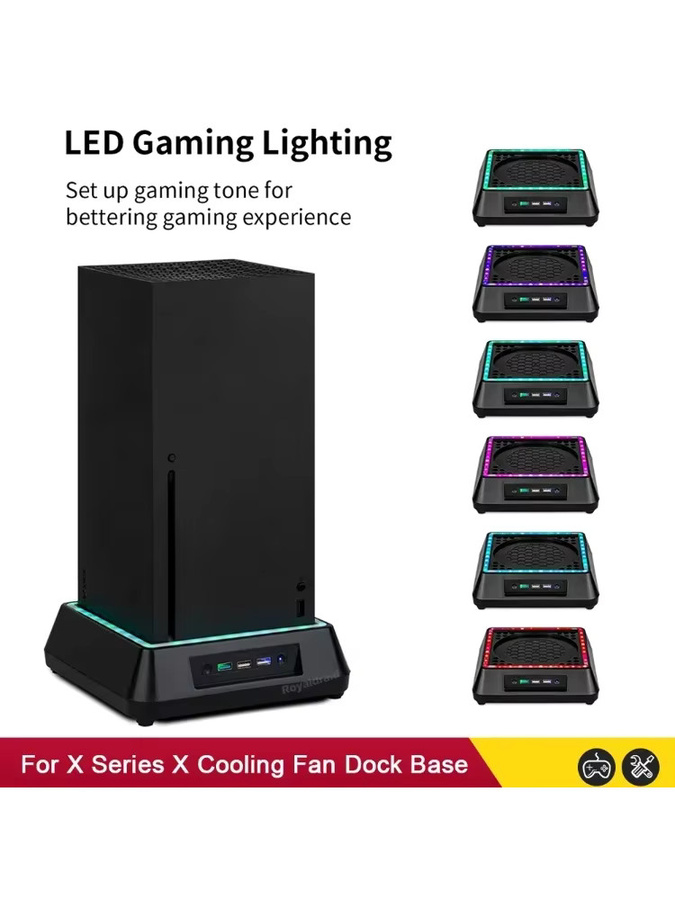 Ispoofer LED-Lüfter für Xbox Series X mit 7 Beleuchtungsmodi und 2 USB-Anschlüssen, Schwarz, Mehrfarbig - Bild 6