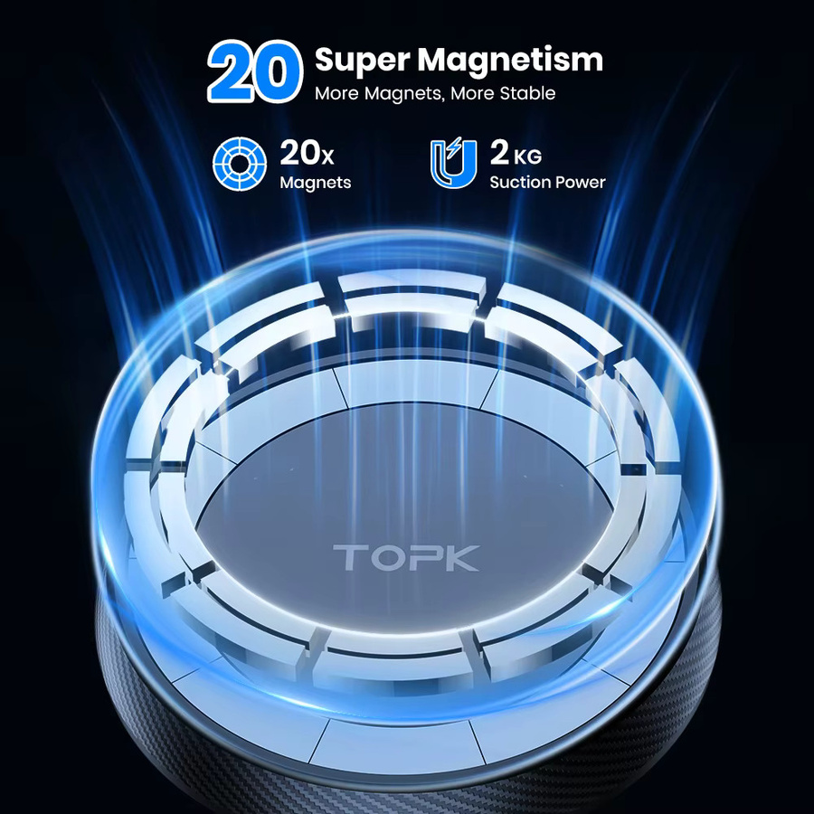 TOPK Magnetischer Autotelefonhalter für MagSafe mit 360 Grad Rotation, Saugnapfhalterung für Lüftungsschlitze und Armaturenbrett oder Windschutzscheibe, Schwarz - Bild 2