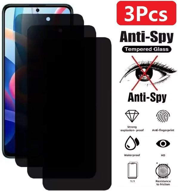 3er-Set Privatsphäre-Displayschutzglas für Samsung Galaxy F15 F54 F55 F52 F34 F23 F22 F14 F13 F12 F41 F62 in Schwarz und Transparent - Bild 1