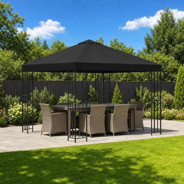 Pavillon VD Home Furnishing Schwarz aus Polyester und Stahl B/T/H: 300 x 300 x 300 cm - Bild 1