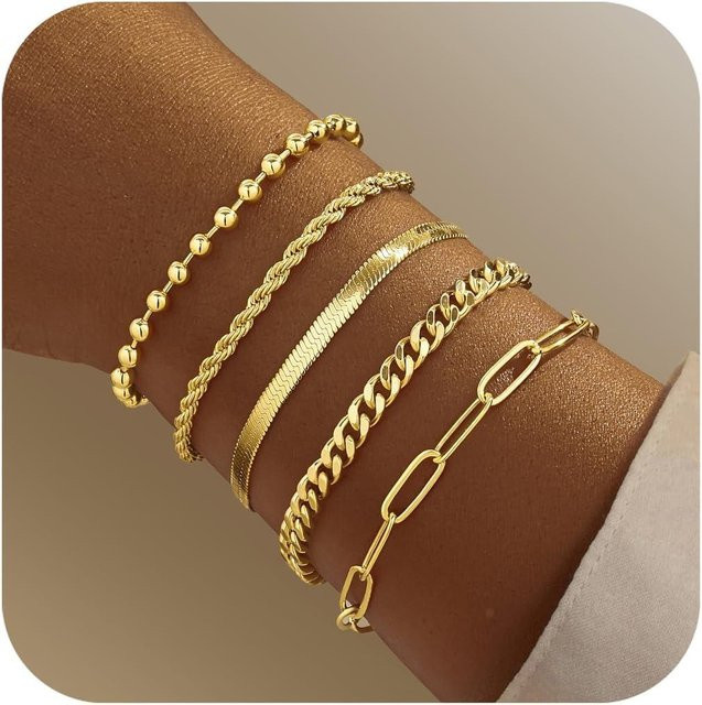 YULIN Armbandset, Gold, Perle, Damen, 16,5 cm - Bild 1