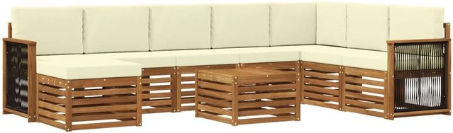 vidaXL Sofagarnitur aus Massivholz Akazie in Beige mit modernem Latten-Design - Bild 1