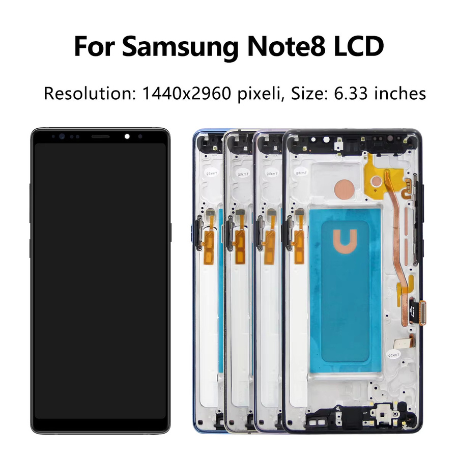 Samsung Note 8 Display Bildschirm mit Rahmen und Digitizer Touchscreen in Schwarz oder Blau für N950F N950U N950W - Bild 2