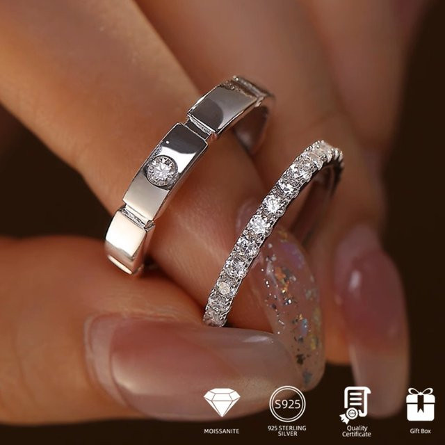 GXTRS Ring-Set, 925 Silber, Moissanit, Unisex - Bild 1