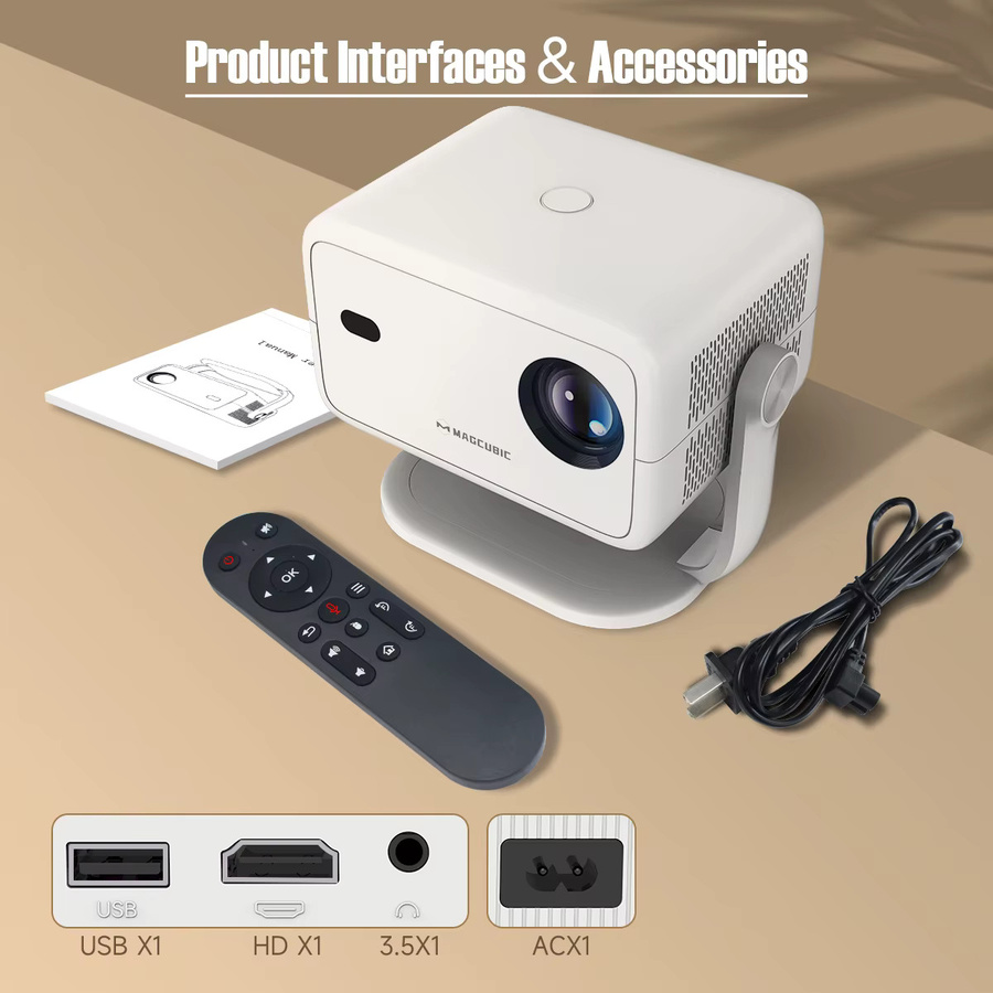 Magcubic L018 Projektor mit Android 14, 8K Unterstützung, 650 ANSI Lumen, Autofokus, Keystone-Korrektur, Full HD, 360 Grad Rotation, Wifi 6 und Bluetooth 5.4, Weiß - Bild 5
