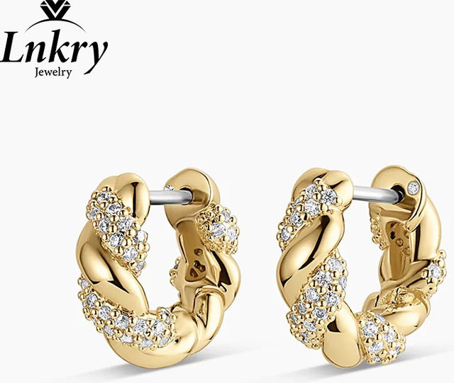 Lnkry Creolen, 14 Karat Gold gefüllt, Moissanit, Damen - Bild 1