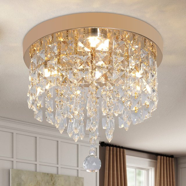 VETRULUS Moderne LED-Deckenleuchte aus Kristall und Metall in Gold/Messing für Wohnzimmer, Schlafzimmer und Esszimmer - Bild 1