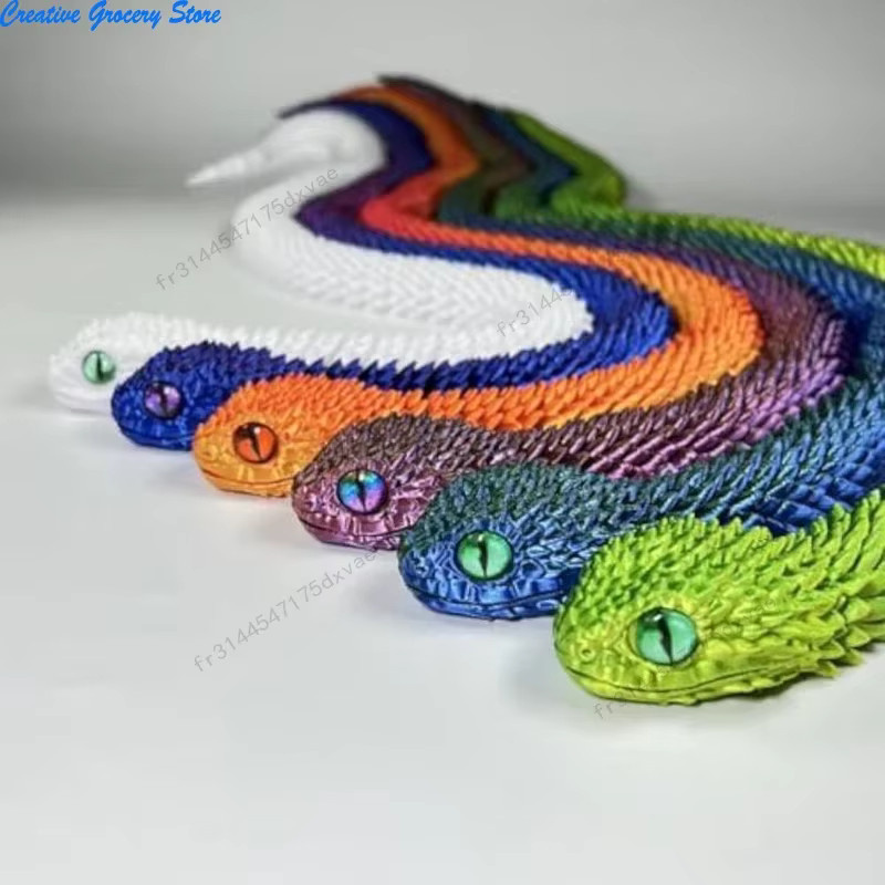 NUOYING Gelenk-Schlangen-Fidget-Spielzeug, bewegliche 3D-gedruckte Schlange in Multicolour zur Stressbewältigung und als Desktop-Dekoration - Bild 4