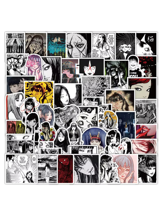 60 Stück Tomie Japanische Horror-Geister Aufkleber in Gold und Multicolour für DIY-Tagebücher und Handyhüllen - Bild 5