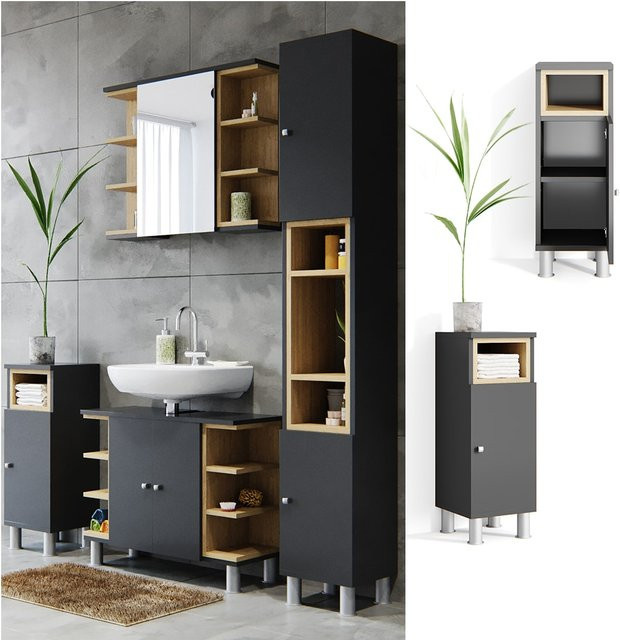 Vicco Beistellschrank Aquis Midischrank für das Badezimmer in Anthrazit, B: 30 cm, H: 82 cm, T: 30 cm - Bild 1