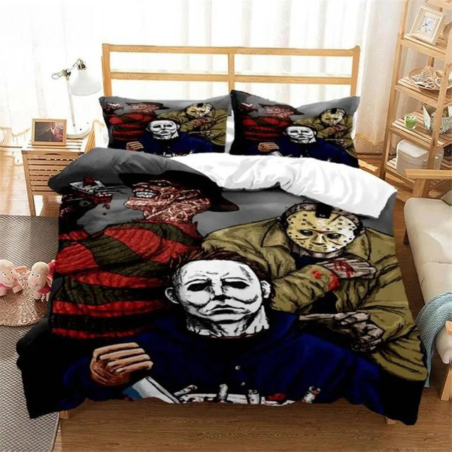 JMG Household Supplies Halloween Horrorfilm Clown Bettwäscheset mit Kissenbezug, Mehrfarbig, B/H: 70 x 133 cm - Bild 1