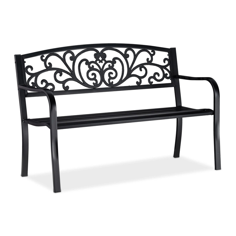 Relaxdays Gartenbank aus Stahl und Gusseisen als Zweisitzer in Schwarz Matt, B/T/H: 127 x 86,5 x 60 cm - Bild 2