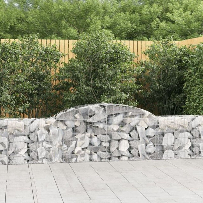 Vidaxl Gabionen mit Hochbogen aus verzinktem Eisen in Silber, 8 Stück, B: 300 cm, T: 30 cm, H: 60/80 cm - Bild 1