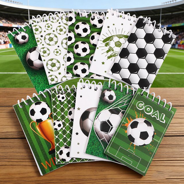 10 Stück Mini-Fußball-Spiralnotizbücher für Kinder, Softcover, Blanko-Seiten, Mehrfarbig - Bild 1