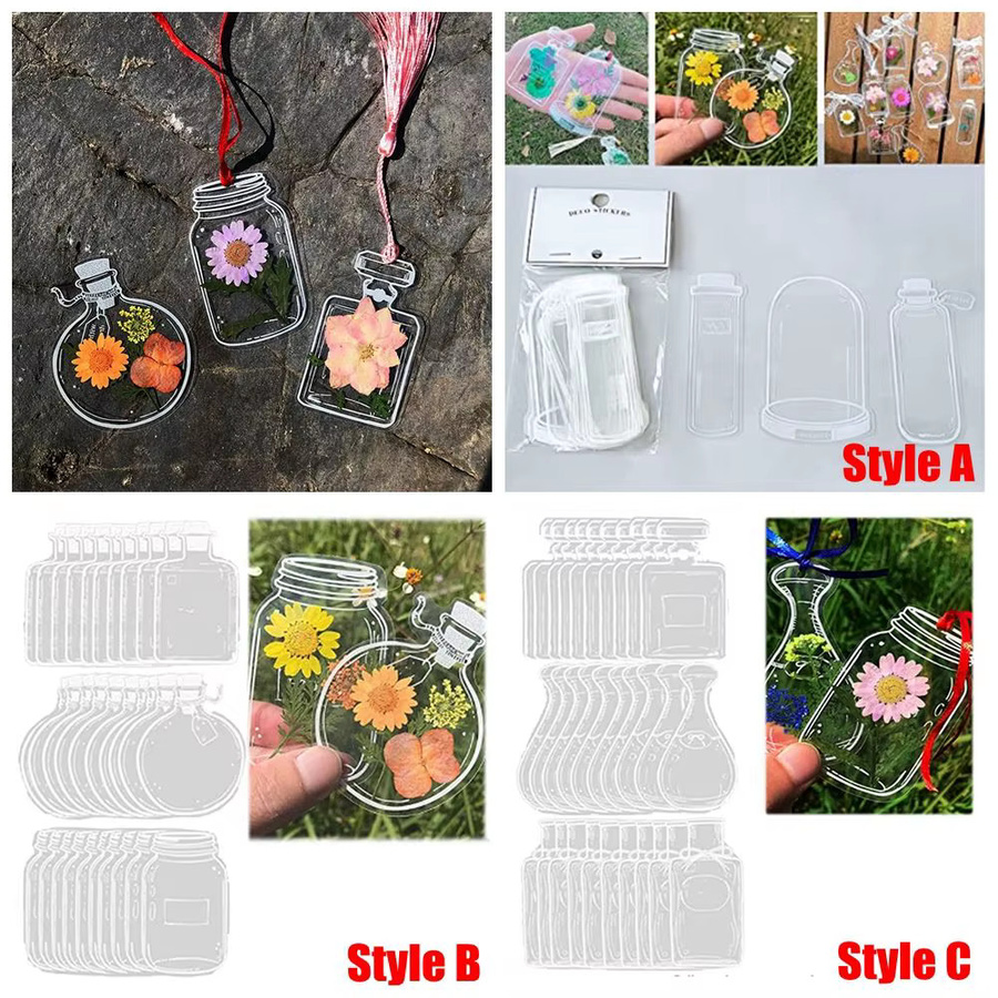 30 Stück transparente DIY Herbarium Lesezeichen mit getrockneten Blumen aus Kunststoff - Bild 3