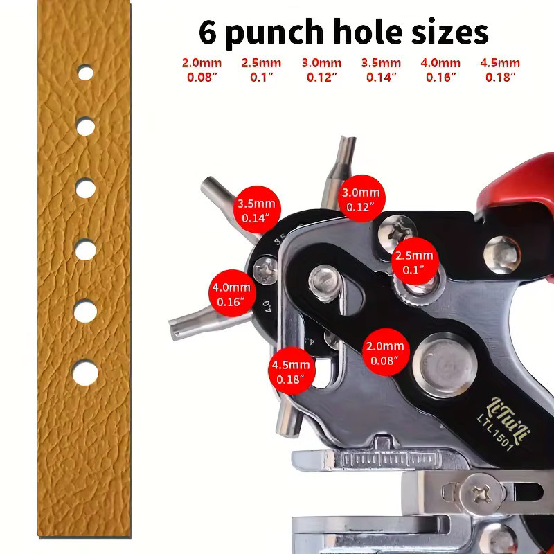 LiTuiLi Lochzange für Leder und Gürtel als DIY Werkzeug zum Stanzen von Ösen und Armbändern aus Metall - Bild 4