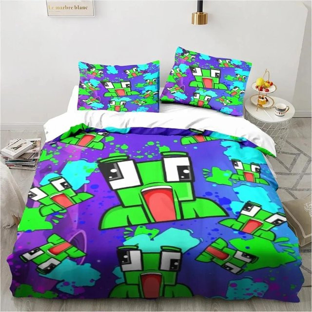 Bettwäscheset mit Cartoon-Design und verstecktem Reißverschluss, Multicolor, B/B: 260 x 220 cm - Bild 1