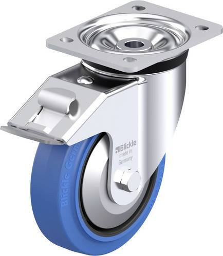 Blickle Stahlblech-Lenkrolle LK-POEV 160XR-FI-SB-FA in Schwarz und Blau mit 160 mm Rad-Durchmesser und 400 kg Tragfähigkeit - Bild 1