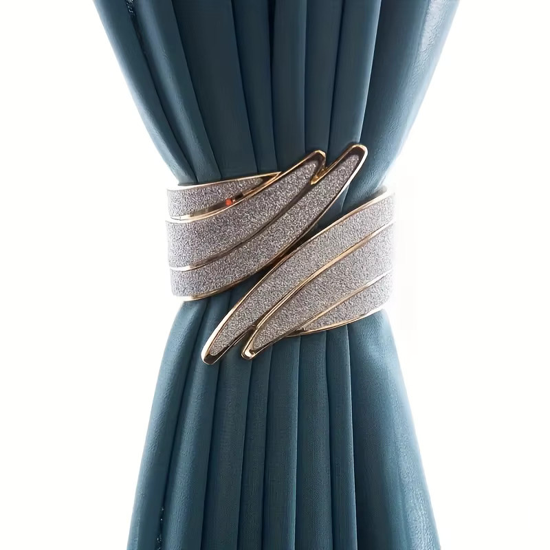 2er-Set Metall-Vorhangschnalle mit fließendem Sand Design in Gold oder Silber zur Dekoration deiner Vorhänge - Bild 3