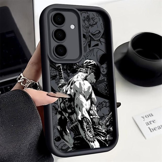 One Piece Zoro Anime Silikonhülle für Samsung Galaxy S25 S24 S23 S21 S20 Ultra und S25 FE Plus in Schwarz - Bild 1