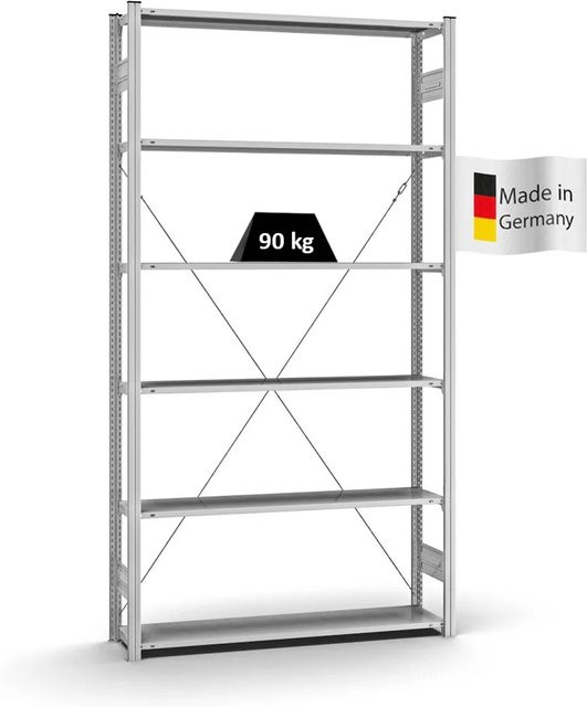 PROREGAL Profi Lagerregal Stecksystem T-Profil Grundregal verzinkt H x B x T: 250 x 130 x 30 cm - Bild 1