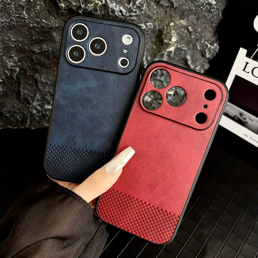 Stoßfeste Leder-Handyhülle von lolozzx in Braun für iPhone Modelle mit mattem Finish und weichem Silikon-Rahmen - Bild 2