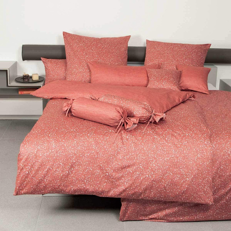 Janine Messina Mako-Satin Bettwäsche mit floralem Blättermuster, Wendefunktion, Farbe Koralle/Pink, B/H: 155 x 220 cm und 80 x 80 cm