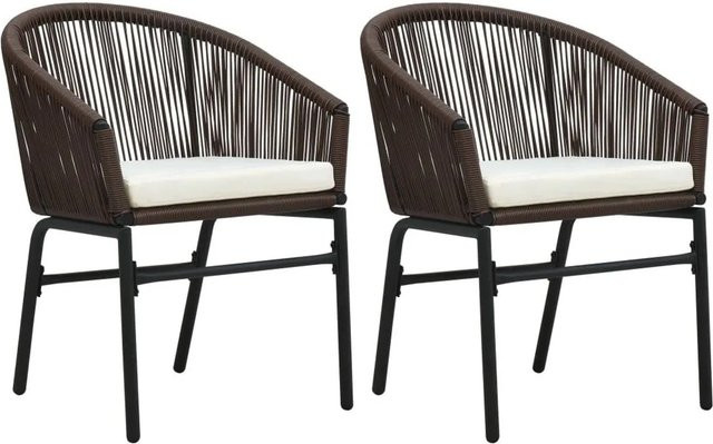 Furnicato Gartenstuhl Set aus 2 Stück in Braun aus PE-Rattan mit UV-beständigen Polstern und pulverbeschichtetem Metallgestell - Bild 1
