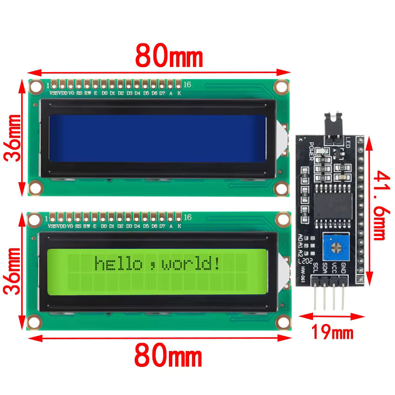 Si Tai&SH LCD-Modul 1602 mit I2C-Schnittstelle in Blau und Grün für Arduino UNO R3 Mega2560 - Bild 2