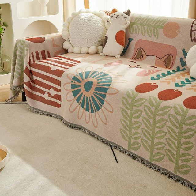 Super Six Jacquard Sofabezug Überwurf im floralen Landhausstil aus Baumwolle, Grün/Mehrfarbig, B: 180 cm, T: 130 cm - Bild 1