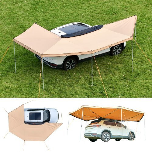 VEVOR 270 Grad Fahrzeug-Markise Beige, 12,4 m² wetterfeste Car-Side-Awning mit UV50+ Schutz und Tragetasche für SUV, Van und Truck - Bild 1