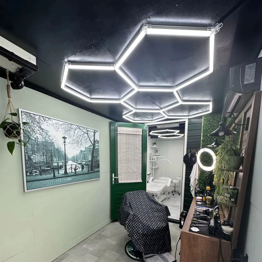 GOOD EYES Sechseckige LED Deckenleuchte 6500K für Autodetailing und Werkstatt DIY Montage - Bild 5