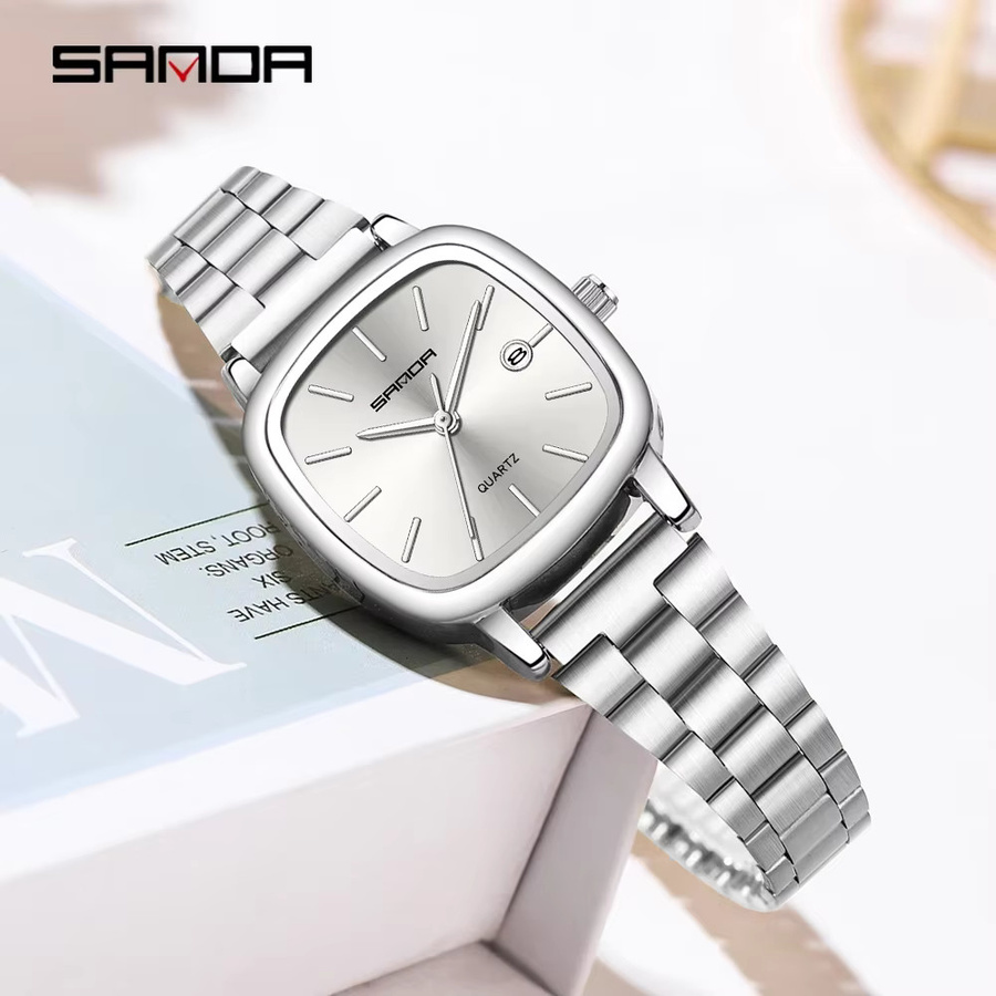 Sanda Paar-Armbanduhr, Quarz, Edelstahl, Blau, Eckig, Unisex - Bild 1