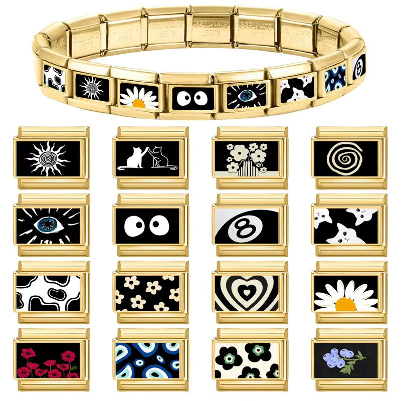 Yolorist Armband, Edelstahl, Gold, Blumen-Katze, Unisex - Bild 1