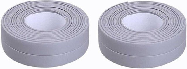 LESDAFFY Home Life PVC-Dichtungsstreifenband selbstklebend wasserdicht und schimmelresistent in Grau, 2 Stück - Bild 1