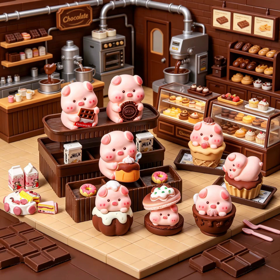 mobokono Schokoladen-Schweinchen-Figuren, Mini-Figurinen, 8-teiliges Set - Bild 6