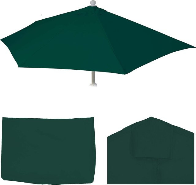 MCW Ersatzbezug für halbrunden Sonnenschirm Lorca in Grün mit UV-Schutz UPF 50+ aus Polyester - Bild 1