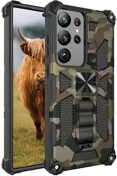 Stoßfeste Samsung Handyhülle im Militär Camouflage Design mit verstecktem Ständer für Galaxy S23 S24 FE S25 Ultra A56 A36 A26 A16 A06 Multicolor - Bild 1