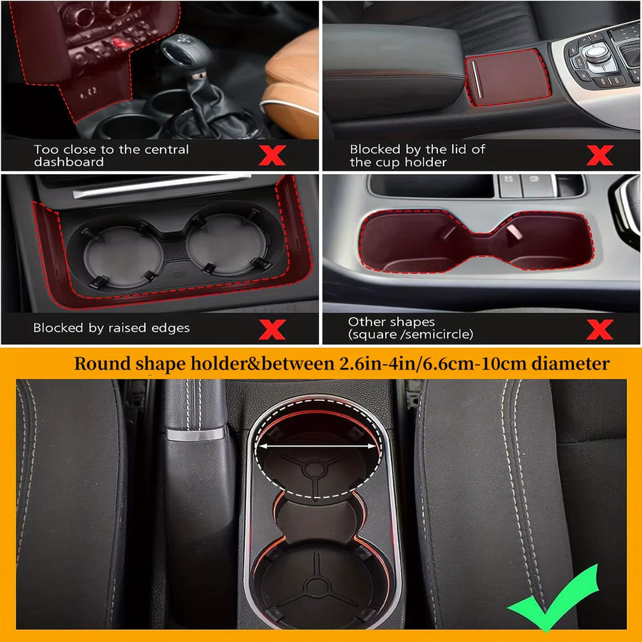 Auto Becherhalter Expander in Schwarz mit 360 Grad verstellbarem Boden, Anti-Shake Getränkehalter und integriertem Telefonhalter - Bild 5