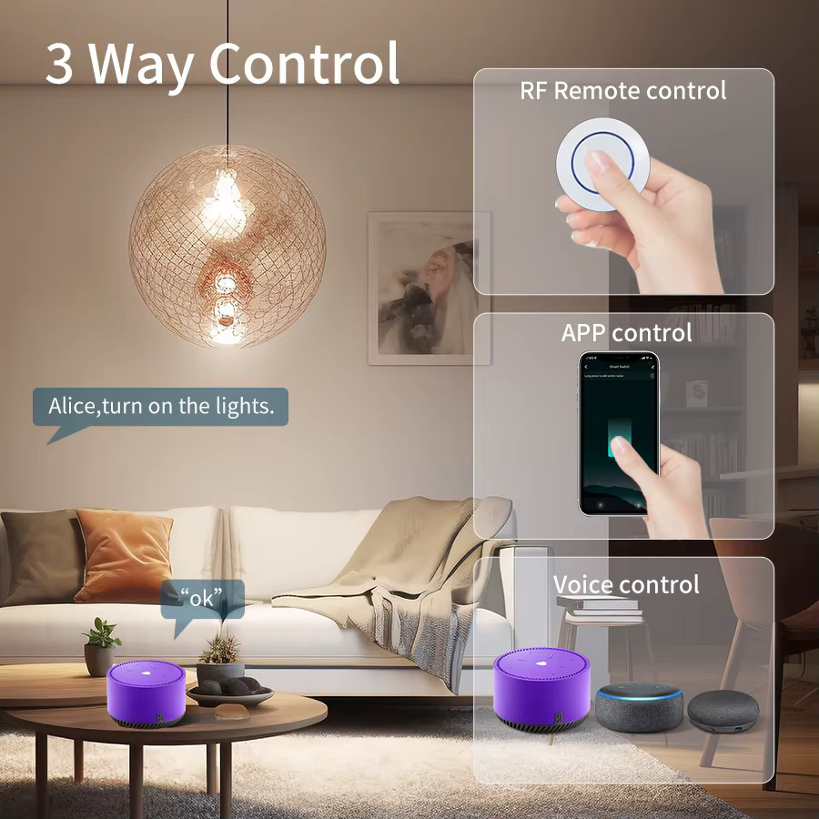 GGBEE Smart WiFi Schalter Tuya 433 MHz Drahtlose Fernbedienung Licht Schalter Relais Controller mit Sprachsteuerung für Alexa und Google Assistant in Weiß - Bild 3