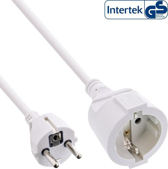 InLine Strom-Verlängerung mit Schutzkontakt Stecker und Buchse, weiß, 15 m - Bild 1